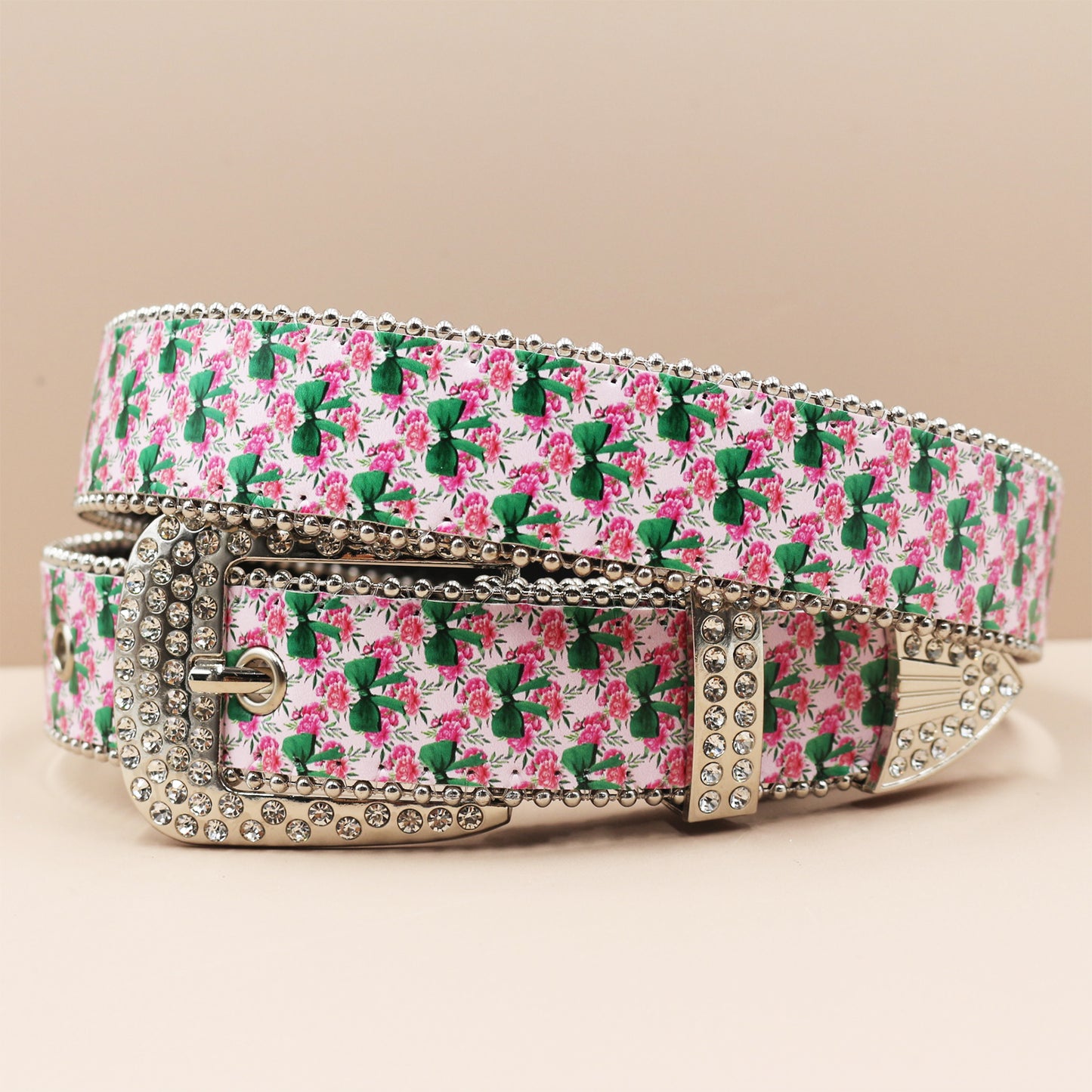 Vintage Print Punk Belt - A Versatile Rhinestone Accessory for Alt-Fashion YD004-4