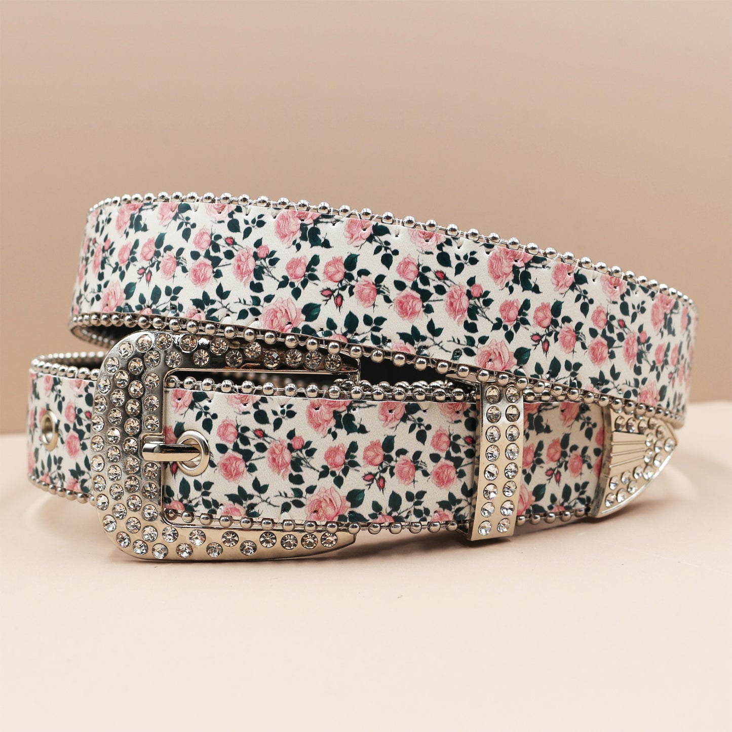 Vintage Print Punk Belt - A Versatile Rhinestone Accessory for Alt-Fashion YD004-2