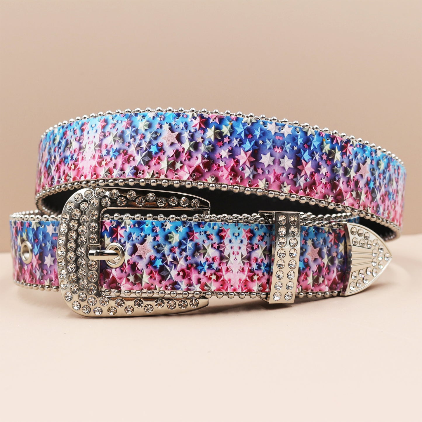 Vintage Print Punk Belt - A Versatile Rhinestone Accessory for Alt-Fashion YD004-4