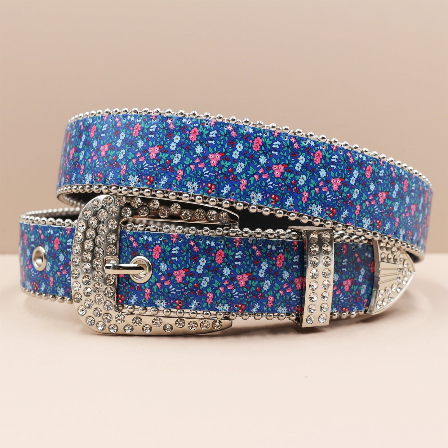 Vintage Print Punk Belt - A Versatile Rhinestone Accessory for Alt-Fashion YD004-4