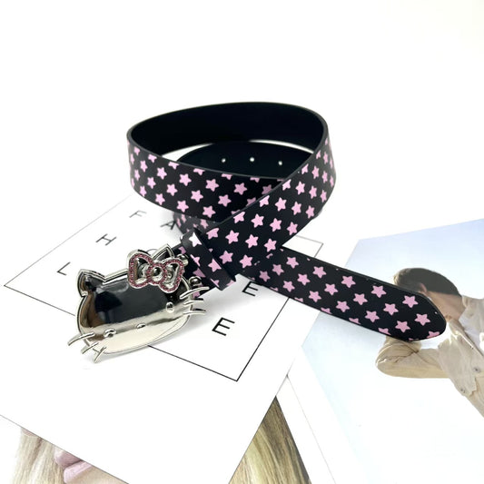 Hello Kitty Buckle Belt - Cartoon Y2K Denim Strap, Versatile Unisex Accessory for Stylish Outfits YD012-4