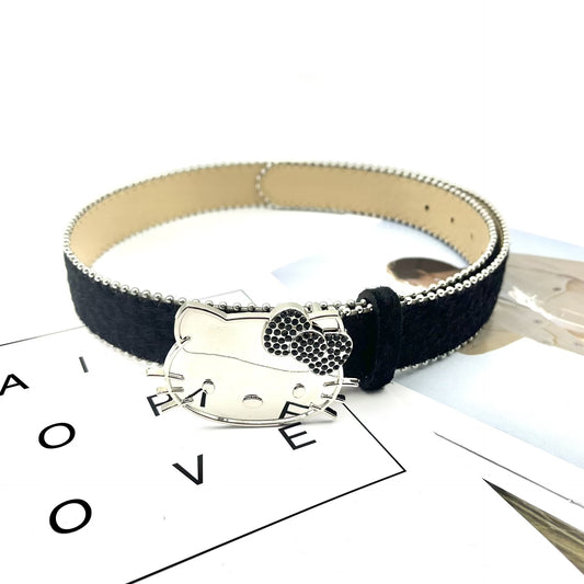 Fluffy Hello Kitty Belt - Plush Y2K Strap for Jeans & Outfits YD012-1