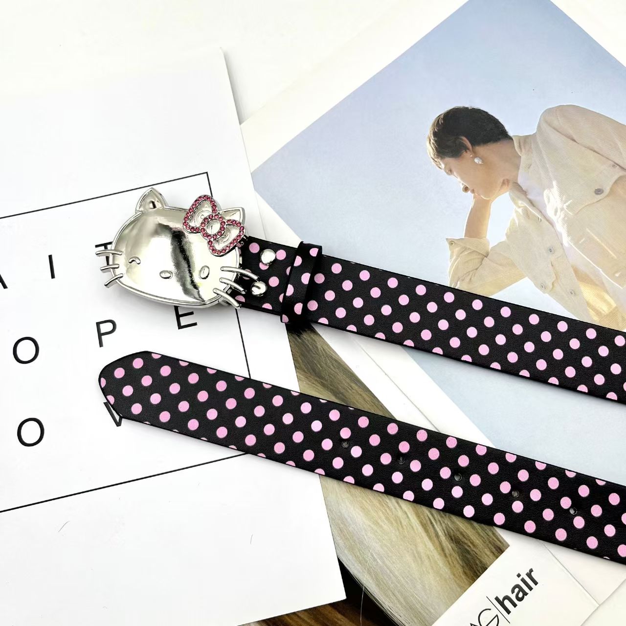 Hello Kitty Buckle Belt - Cartoon Y2K Denim Strap, Versatile Unisex Accessory for Stylish Outfits YD012-4