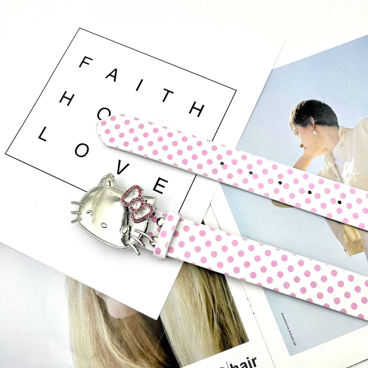 Hello Kitty Buckle Belt - Cartoon Y2K Denim Strap, Versatile Unisex Accessory for Stylish Outfits YD012-4