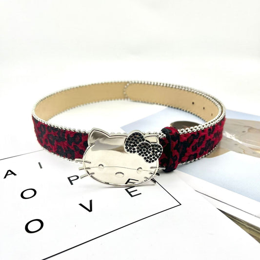 Fluffy Hello Kitty Belt - Plush Y2K Strap for Jeans & Outfits YD012-1