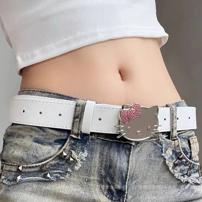 Hello Kitty Buckle Belt - Cartoon Y2K Denim Strap, Versatile Unisex Accessory for Stylish Outfits YD012-3