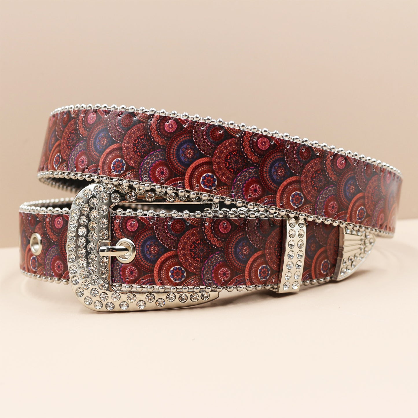 Vintage Print Punk Belt - A Versatile Rhinestone Accessory for Alt-Fashion YD004-1