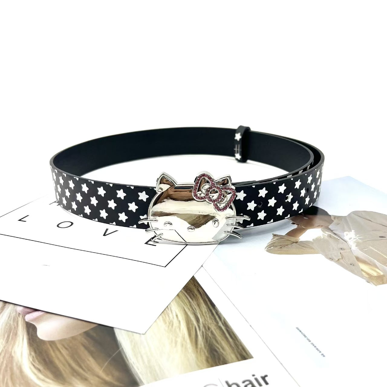 Hello Kitty Buckle Belt - Cartoon Y2K Denim Strap, Versatile Unisex Accessory for Stylish Outfits YD012-4