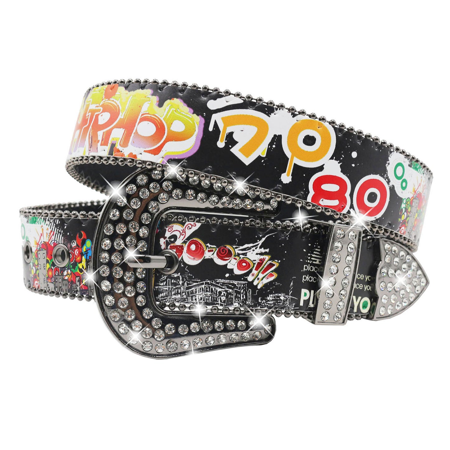 Rhinestone Print Belt - Nightclub & Street Style Rock Hip Hop Punk Chain Belt YD003-2