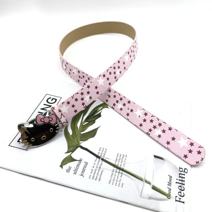 Hello Kitty Buckle Belt - Cartoon Y2K Denim Strap, Versatile Unisex Accessory for Stylish Outfits YD012-4