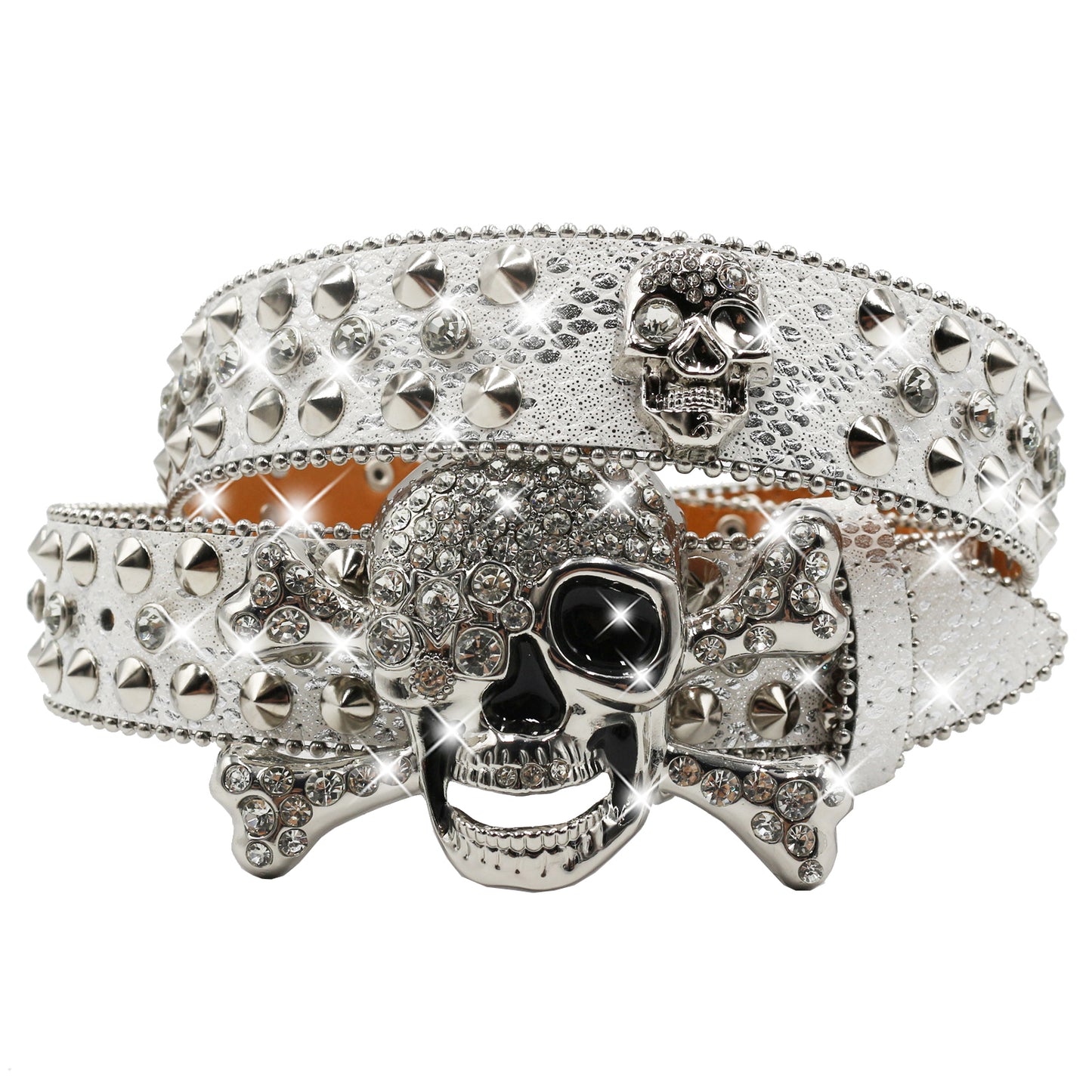 Skull Chain Belt - Y2K Rhinestone & Crystal Punk Belt for Hip Hop Baddie Aesthetic YD002-2