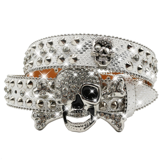 Skull Chain Belt - Y2K Rhinestone & Crystal Punk Belt for Hip Hop Baddie Aesthetic YD002-2