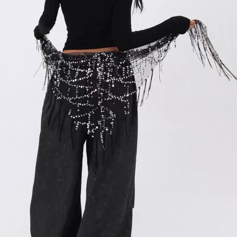 Jazz Dance Hip Chain - Sassy Fringe Waist Accessory with Sequins for Belly Dance PL001