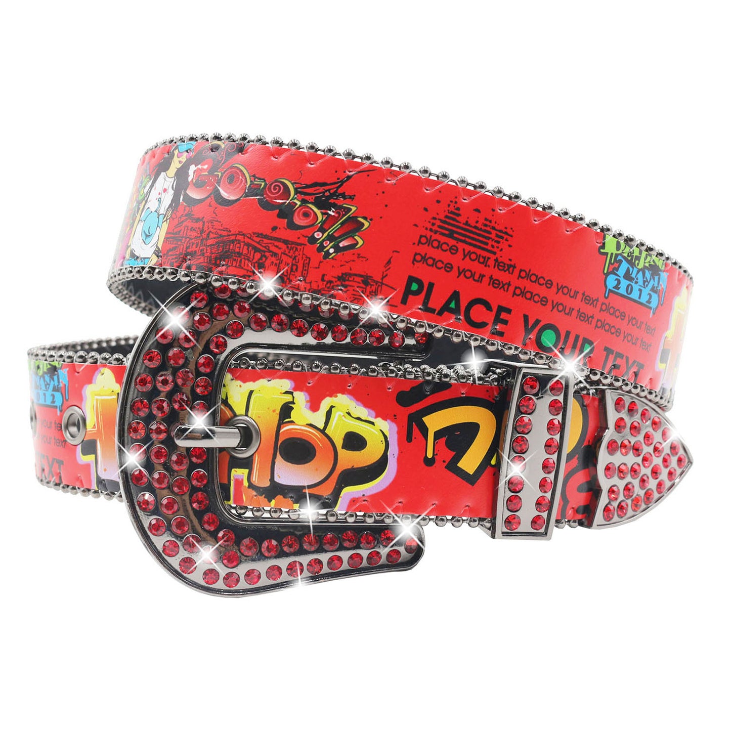 Rhinestone Print Belt - Nightclub & Street Style Rock Hip Hop Punk Chain Belt YD003-2
