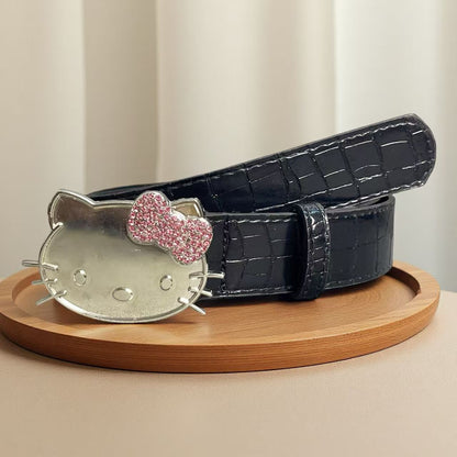 Hello Kitty Buckle Belt - Cartoon Y2K Denim Strap, Versatile Unisex Accessory for Stylish Outfits YD012-3