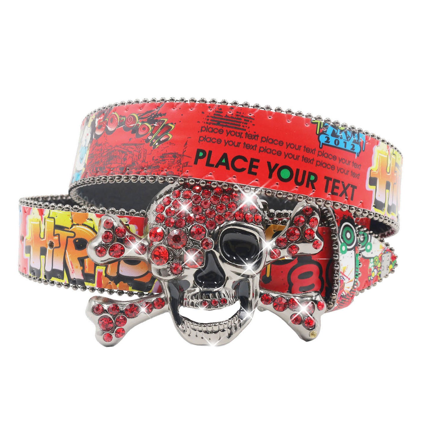 Rhinestone Print Chain Belt - An Edgy Glam Accessory for Night Out & Streetwear YD003-3