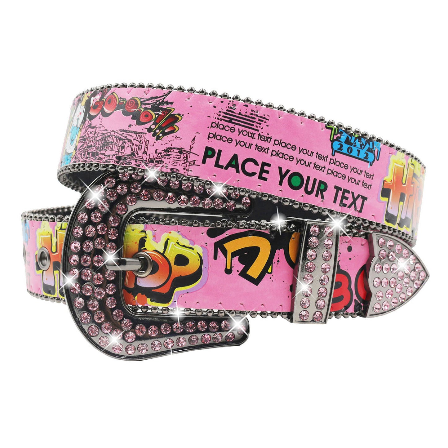 Rhinestone Print Belt - Nightclub & Street Style Rock Hip Hop Punk Chain Belt YD003-2