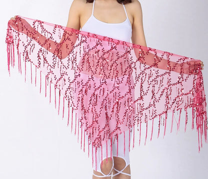 Jazz Dance Hip Chain - Sassy Fringe Waist Accessory with Sequins for Belly Dance PL001